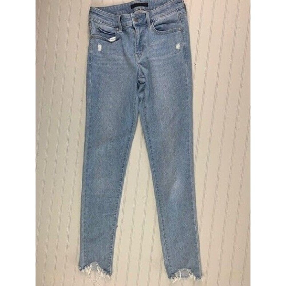 Uniqlo Size 24 Womens Jeans Skinny Tapered Mid Rise Ultra Stretch Light Raw Hem